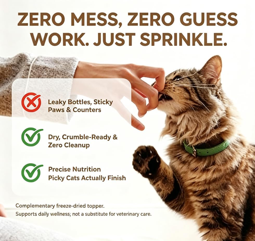 Freeze-Dried Cat Treats|Egg Yolk with Salmon Oil|Dual-Action Skin & Coat Support |Premium Food Toppers & Snacks for Cats, 3.5 oz