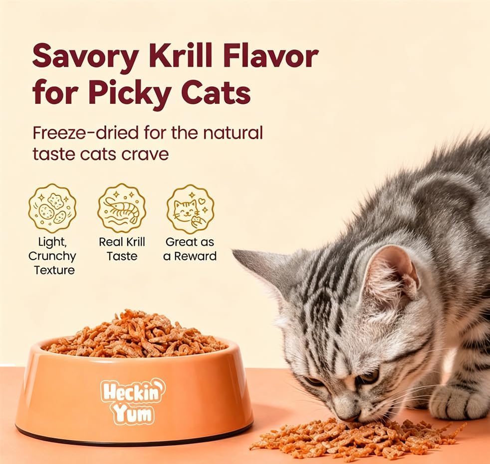 Freeze-Dried Antarctic Krill Kitten, Cat Treats|Brain, Vitality Support|Single Ingredient Premium Cat Food Toppers|Loved By Puppy - 2oz