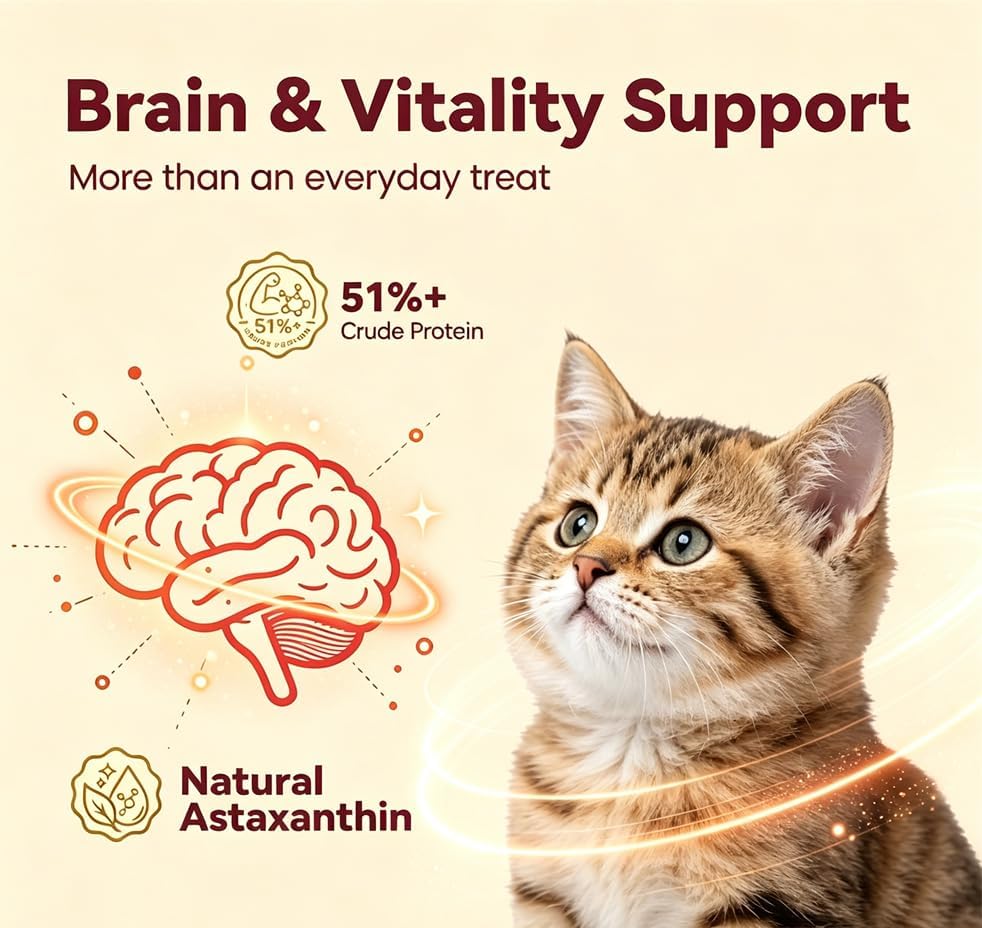 Freeze-Dried Antarctic Krill Kitten, Cat Treats|Brain, Vitality Support|Single Ingredient Premium Cat Food Toppers|Loved By Puppy - 2oz