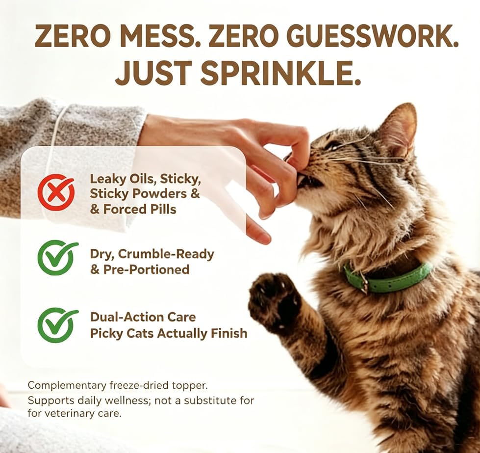 Freeze-Dried Cat Treats|Egg Yolk & Taurine for Cats Heart Vision Coat Overall Wellness|Healthy Food Toppers for Cats, 3.5 oz