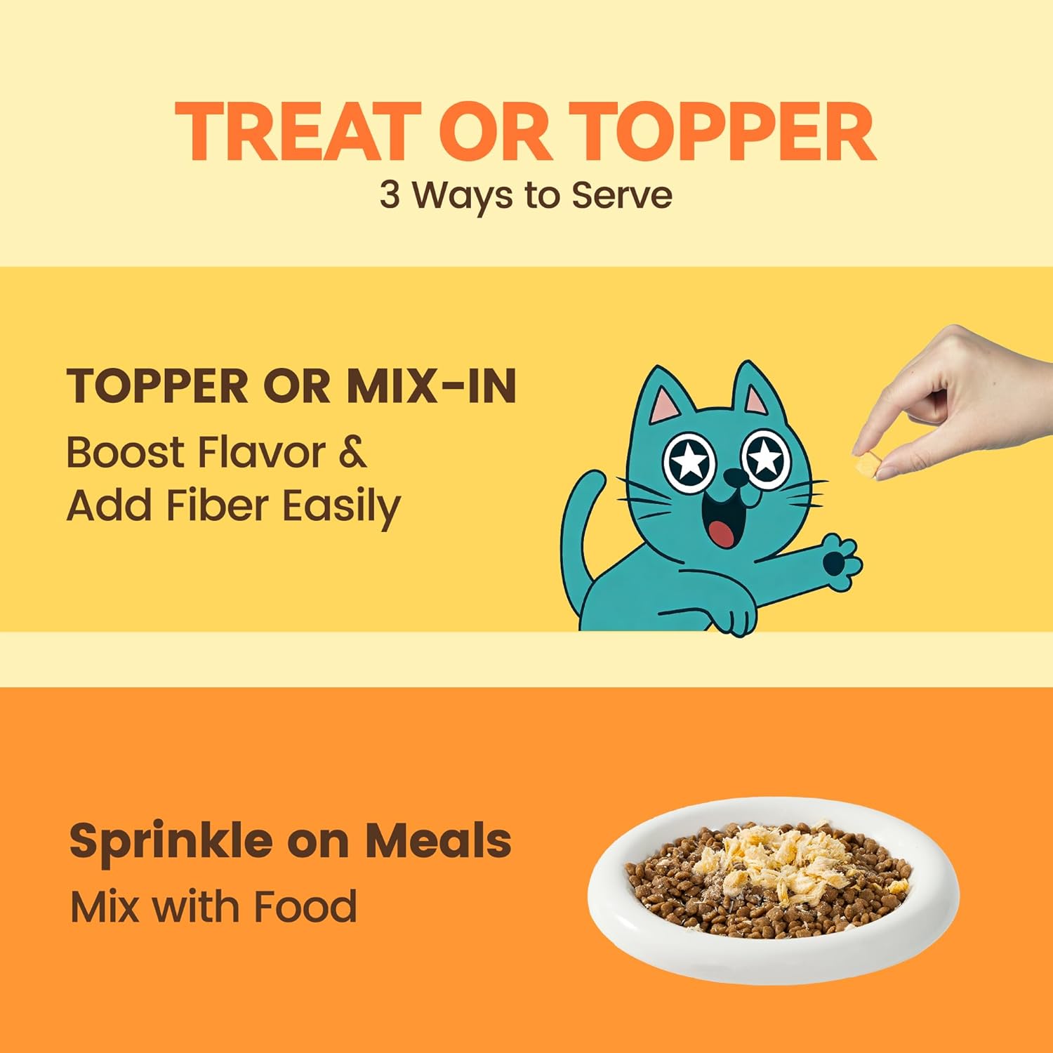 Freeze-Dried Pumpkin Cat Topper, 100% Pure Pumpkin, High Fiber for Digestion & Firm Stools, Low-Fat Single-Ingredient Treat for Indoor & Senior Cats, 2 oz