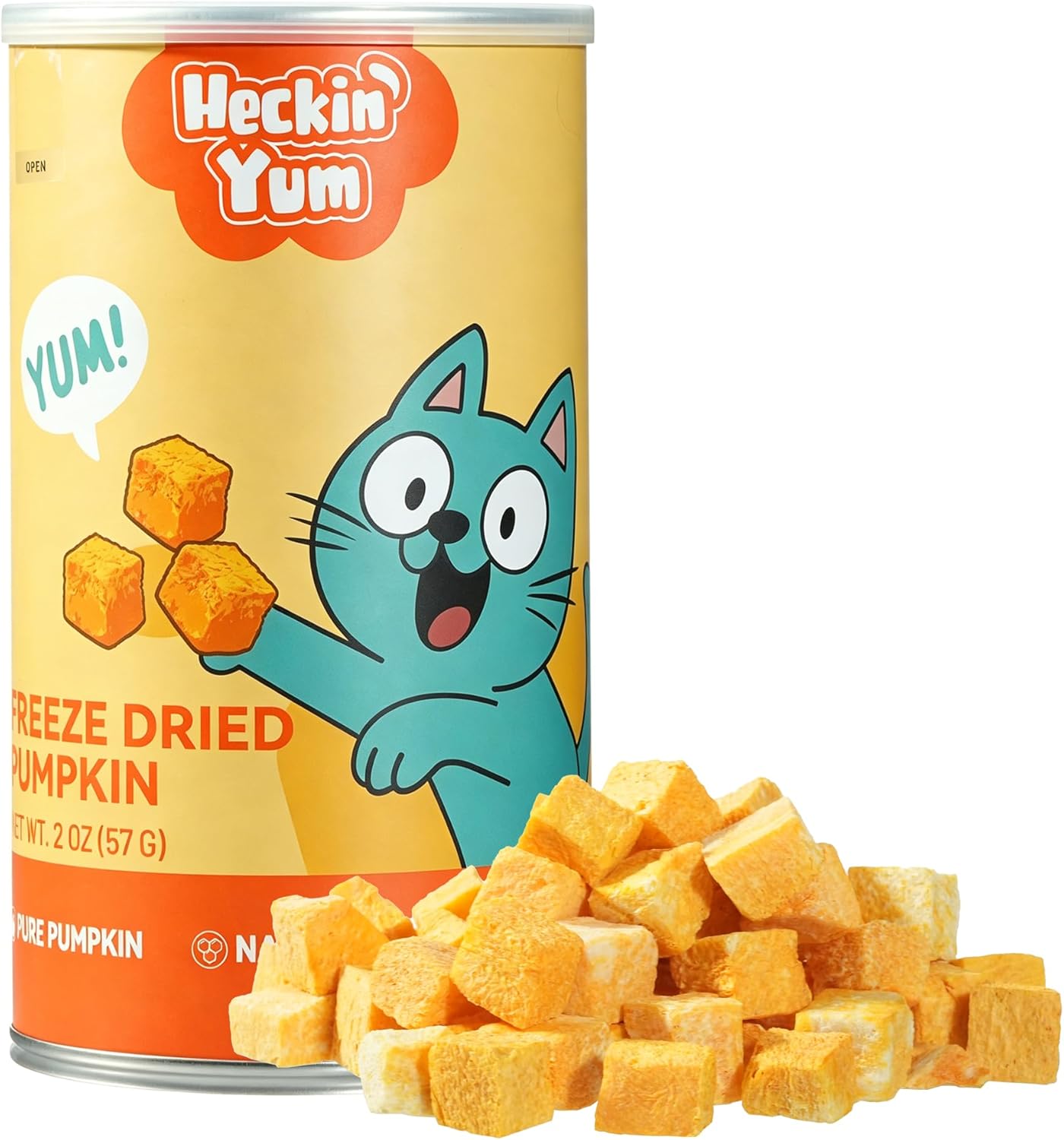 Freeze-Dried Pumpkin Cat Topper, 100% Pure Pumpkin, High Fiber for Digestion & Firm Stools, Low-Fat Single-Ingredient Treat for Indoor & Senior Cats, 2 oz