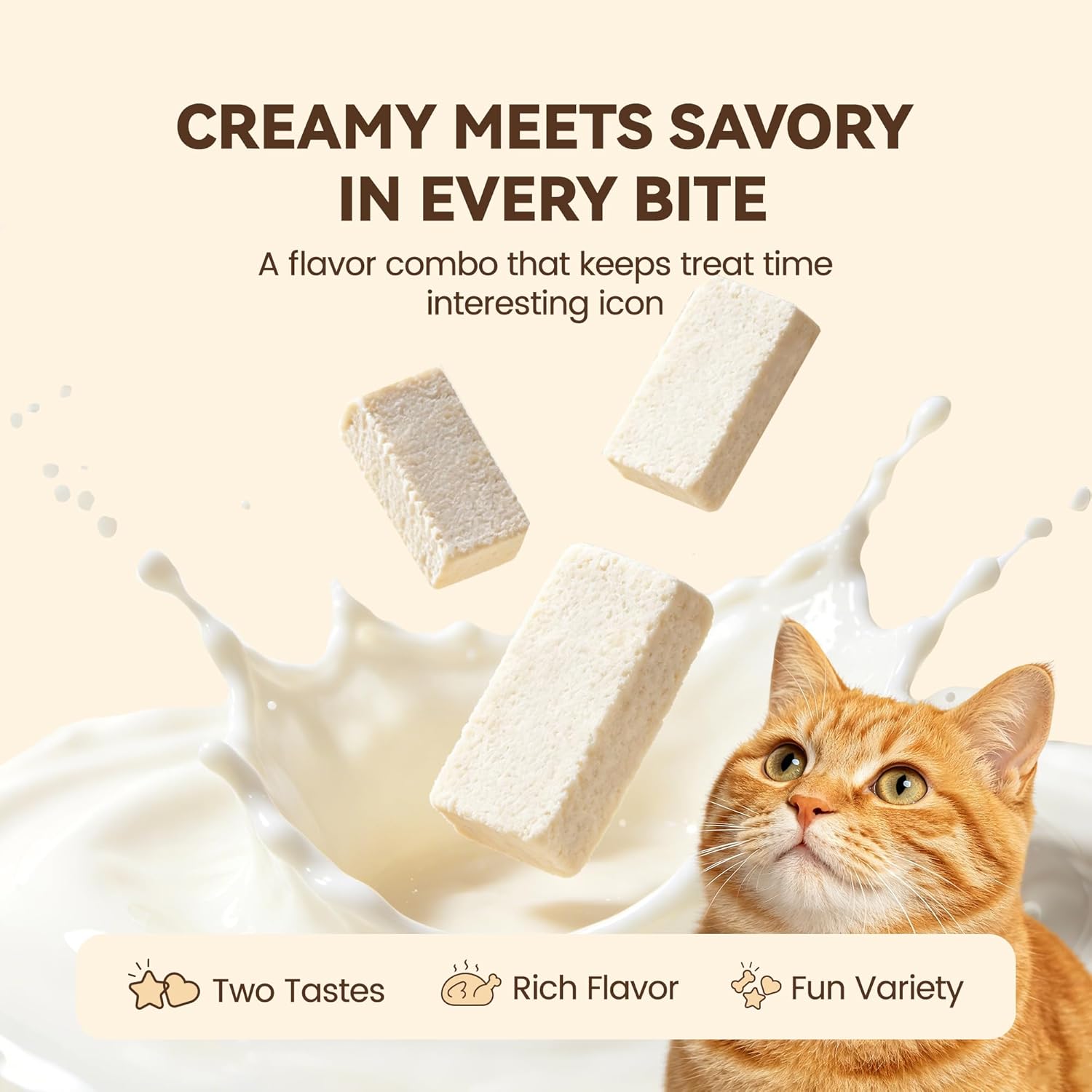 Freeze Dried Cat Treats with Goat Milk & Chicken, Gentle Goat Milk Cat Snacks & Food Topper for Sensitive Stomachs, Kittens, Adults & Seniors, 2.5 oz
