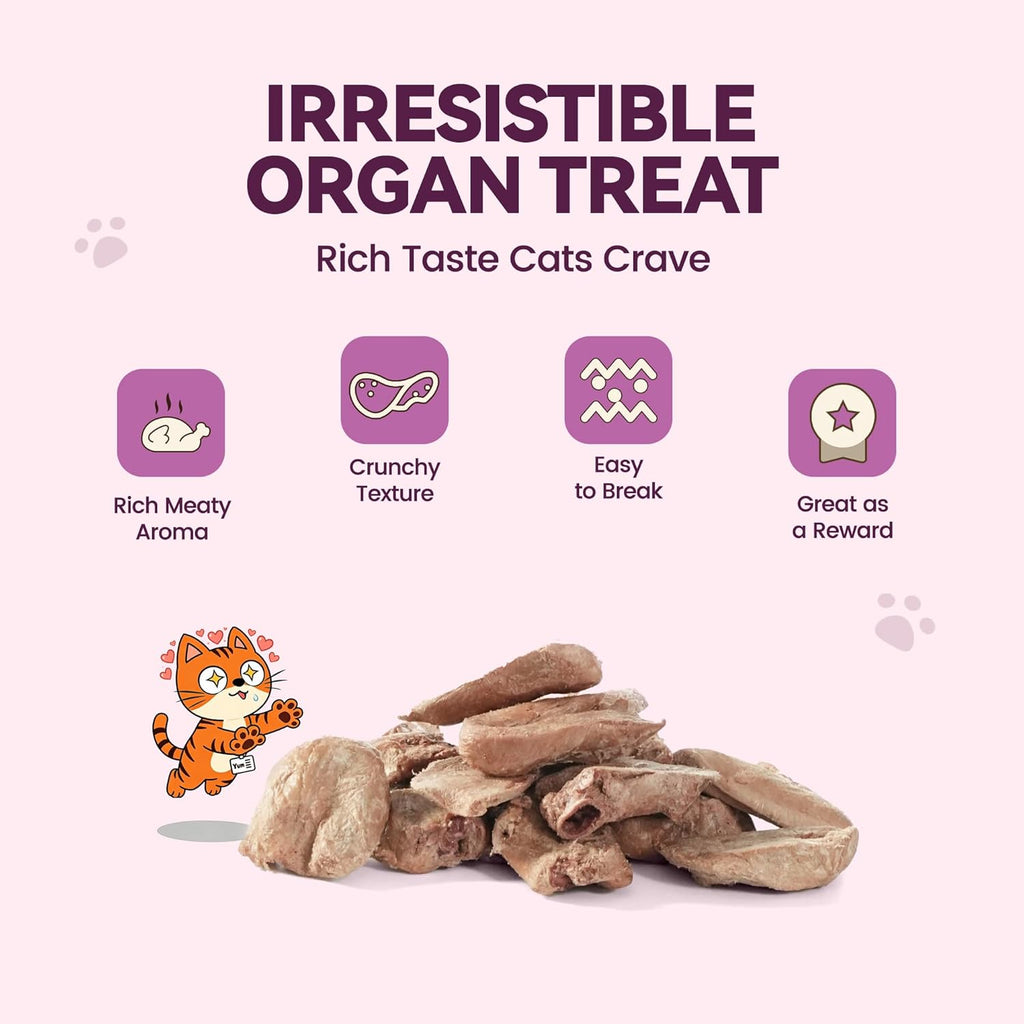 Freeze-Dried Chicken Hearts Cat|Dog Treats|Single Ingredient|High Protein Healthy Pet Food Toppers|Training Snacks,2oz
