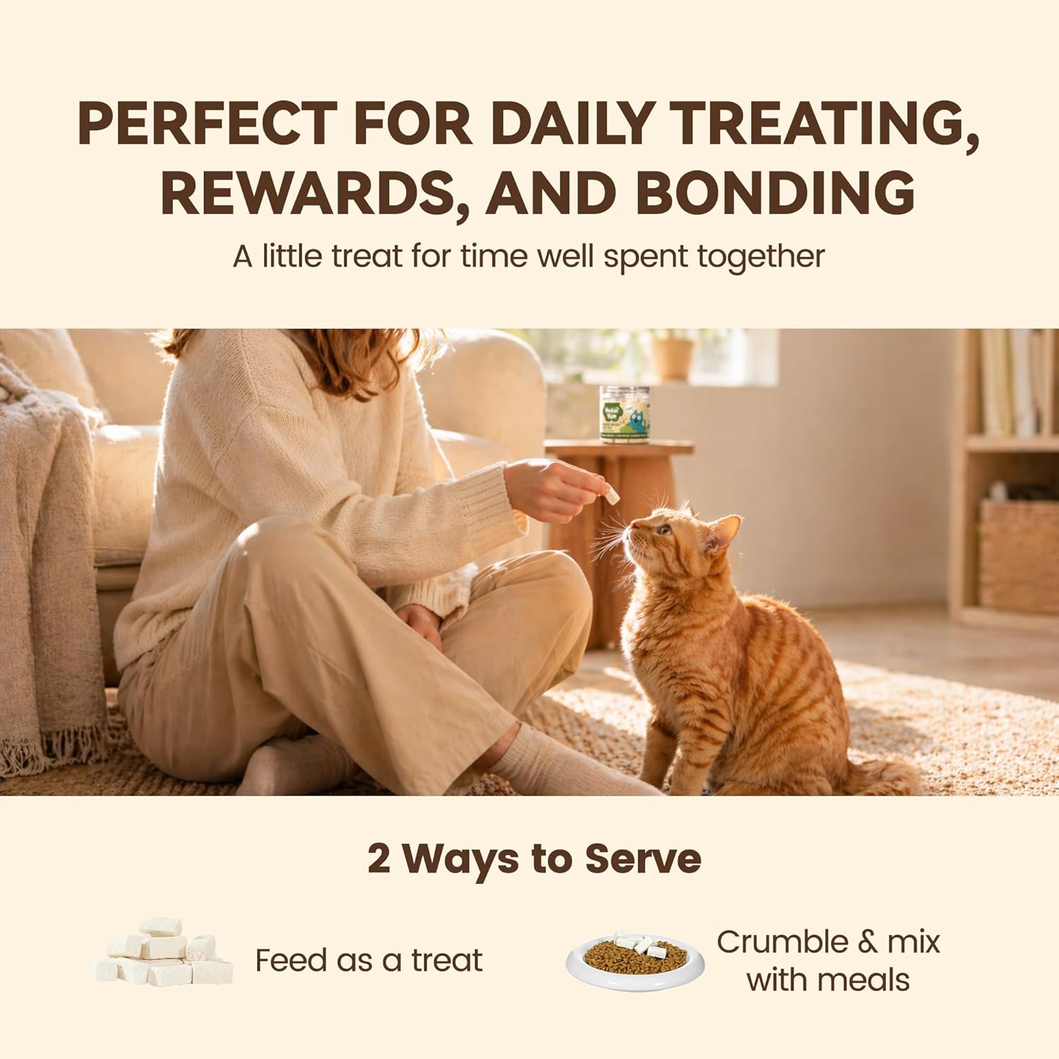 Freeze Dried Cat Treats with Goat Milk & Chicken, Gentle Goat Milk Cat Snacks & Food Topper for Sensitive Stomachs, Kittens, Adults & Seniors, 2.5 oz