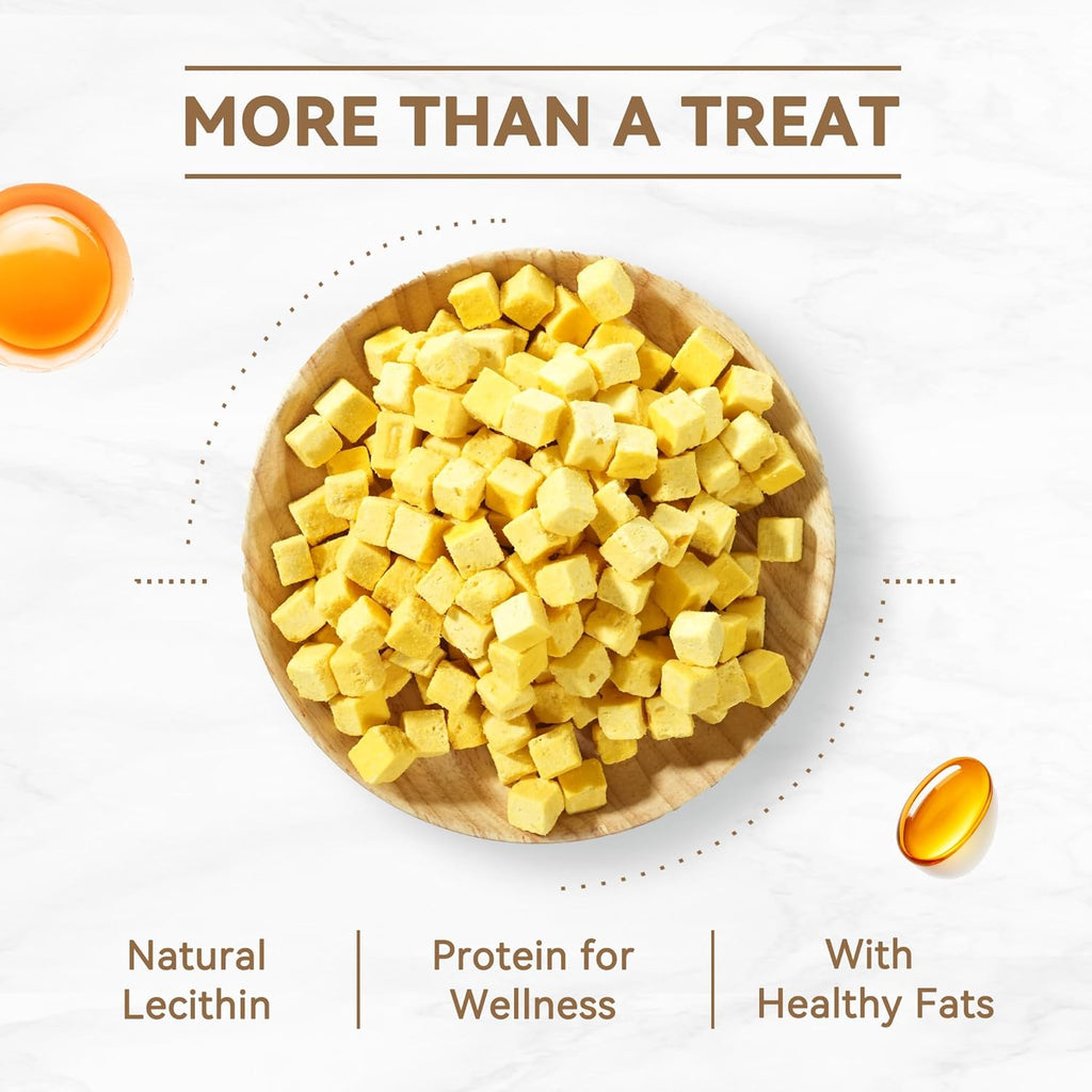 Freeze-Dried Cat Treats|Egg Yolk & Taurine for Cats Heart Vision Coat Overall Wellness|Healthy Food Toppers for Cats, 3.5 oz