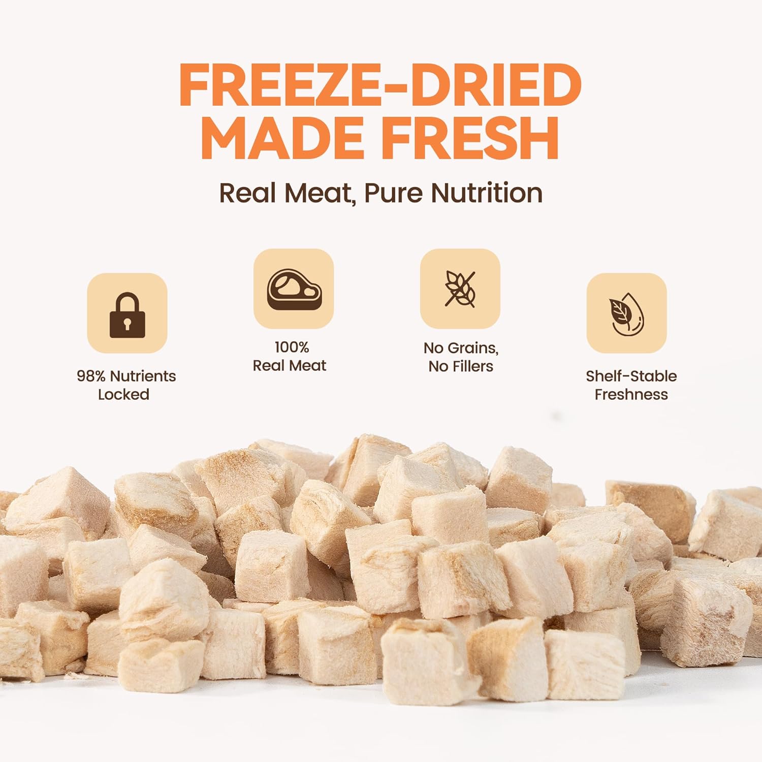 Freeze Dried Chicken Cat Treats, Single Ingredient Chicken Breast Cat Snacks, High Protein Grain-Free Food Topper for Picky Cats, 4 oz