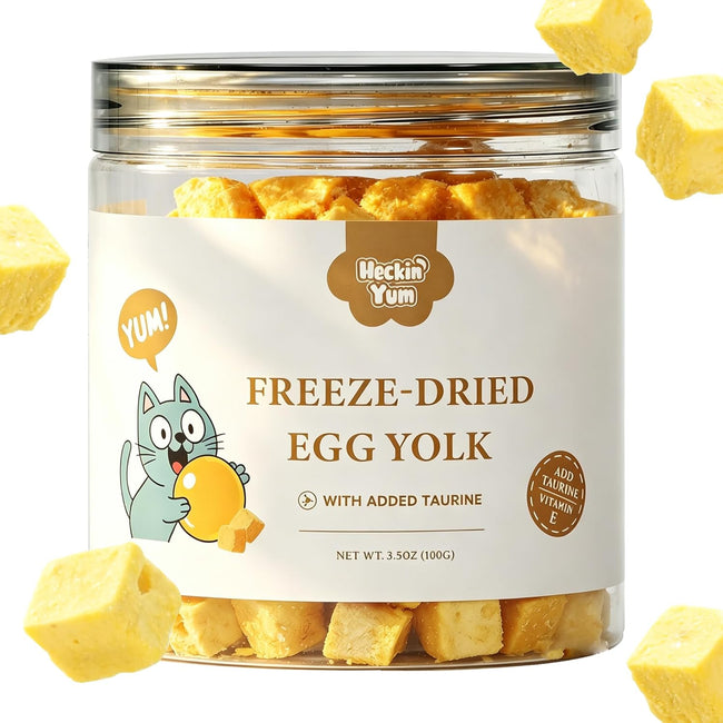 Freeze-Dried Cat Treats|Egg Yolk & Taurine for Cats Heart Vision Coat Overall Wellness|Healthy Food Toppers for Cats, 3.5 oz Hover Image