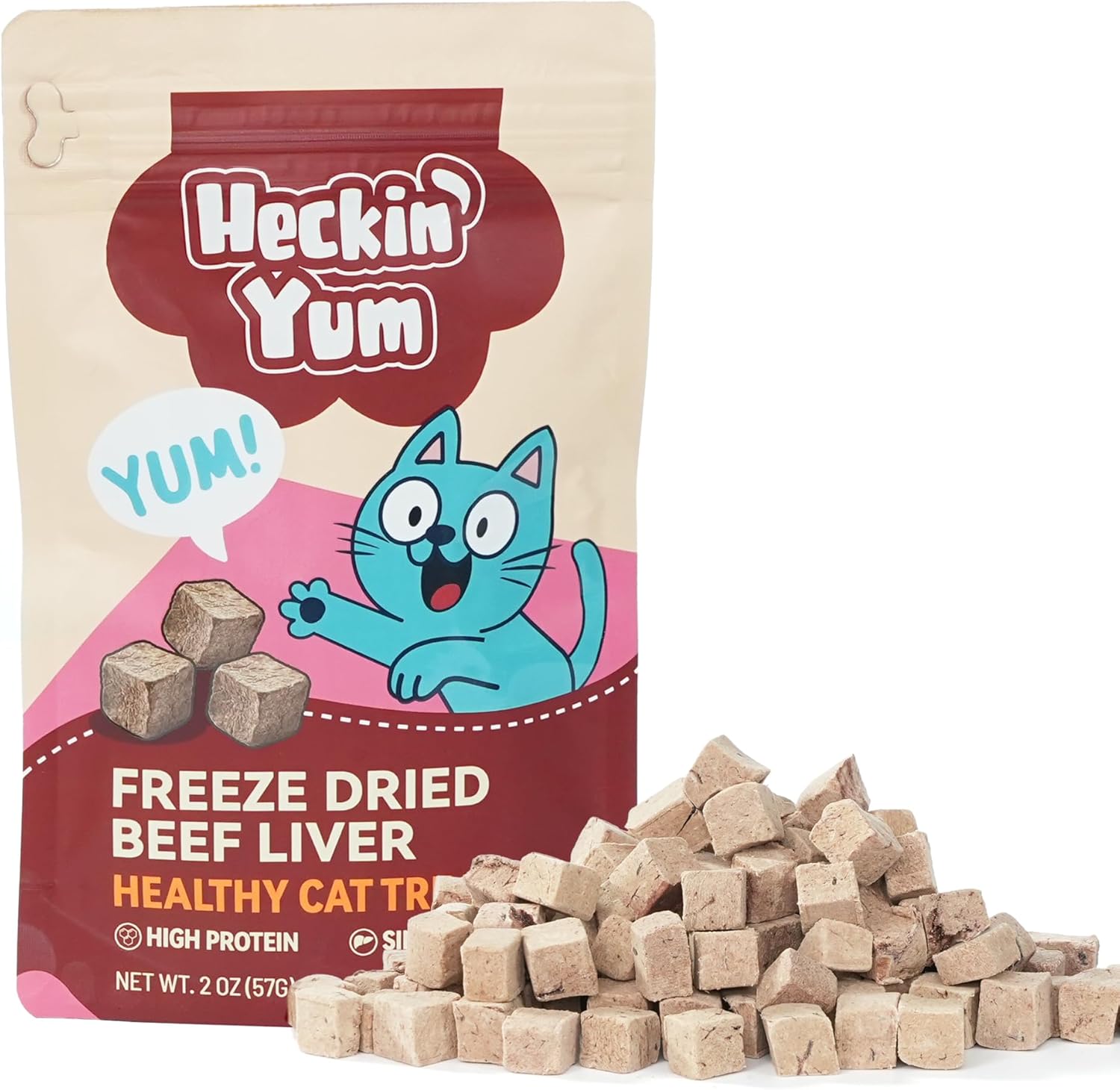 Freeze Dried Beef Liver Cat & Dog Treats, 100% Single Ingredient High Protein Bites, Grain-Free Training Rewards & Food Topper, 2 oz