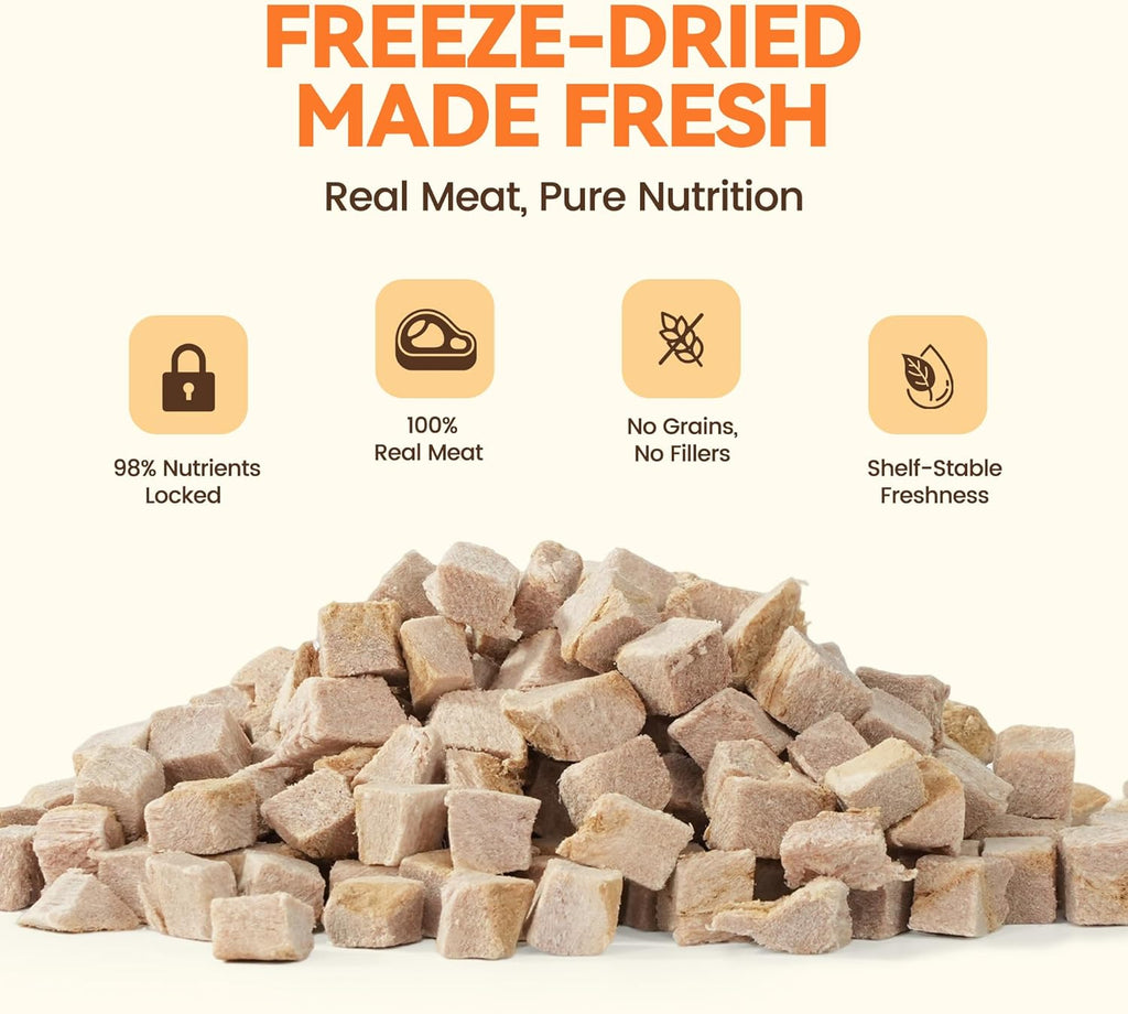 Freeze Dried Cat Treats, Single Ingredient Duck Bites Snacks for Sensitive Cats, Grain-Free Training Treats & Food Topper for Picky Cats, 1 oz