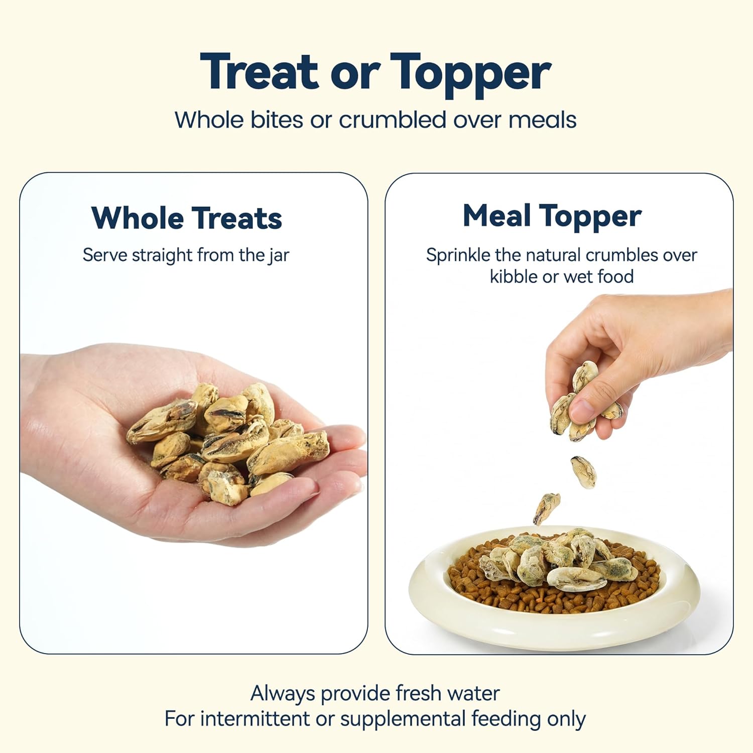 Freeze-Dried Green Lipped Mussels|Hip & Joint Support Treats for Dogs Cats|Single Ingredient|Bite-Sized & Crumble-Ready for Food Toppers - 2oz