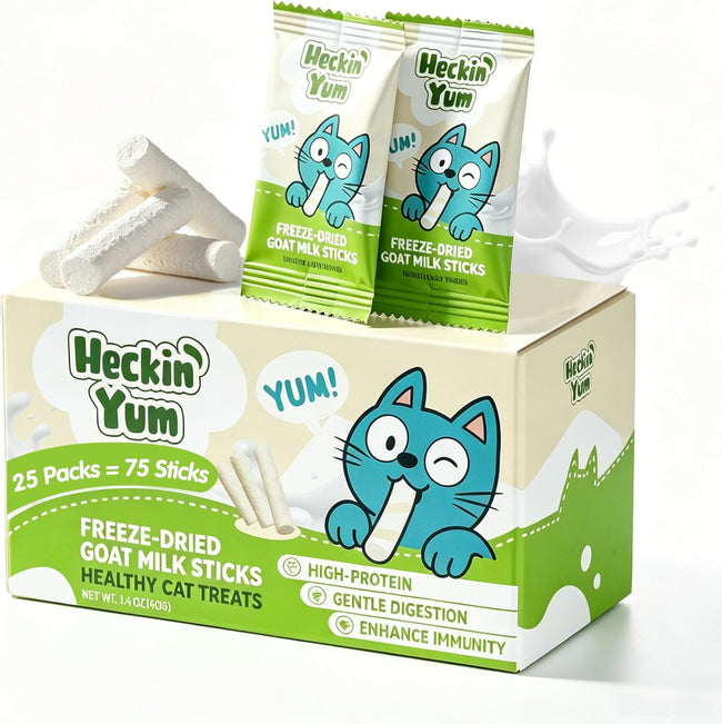 Freeze-Dried Chicken Cat Treats 25 Packs (75 Sticks),with Goat Milk & Cellulose|Gentle Digestion Formula|Rehydratable Milk for Kittens Cats Hydration Hover Image