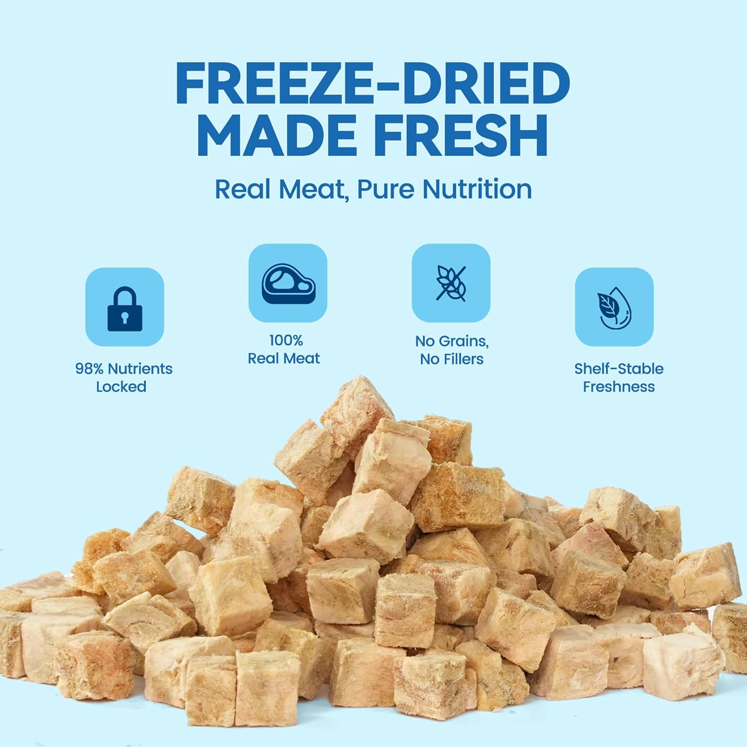 Freeze-Dried Salmon Cat Treats, 100% Real Salmon Single Ingredient Bites with Natural Omega-3 for Skin & Coat Support, High Protein Grain-Free Food Topper for Cats, 4 oz