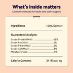 Freeze-Dried Salmon for Cats & Dogs|Skin & Coat Support Treats|Single Ingredient|Premium Belly-Cut Naturally Rich in Omega-3 Fatty Acids - 2.3oz