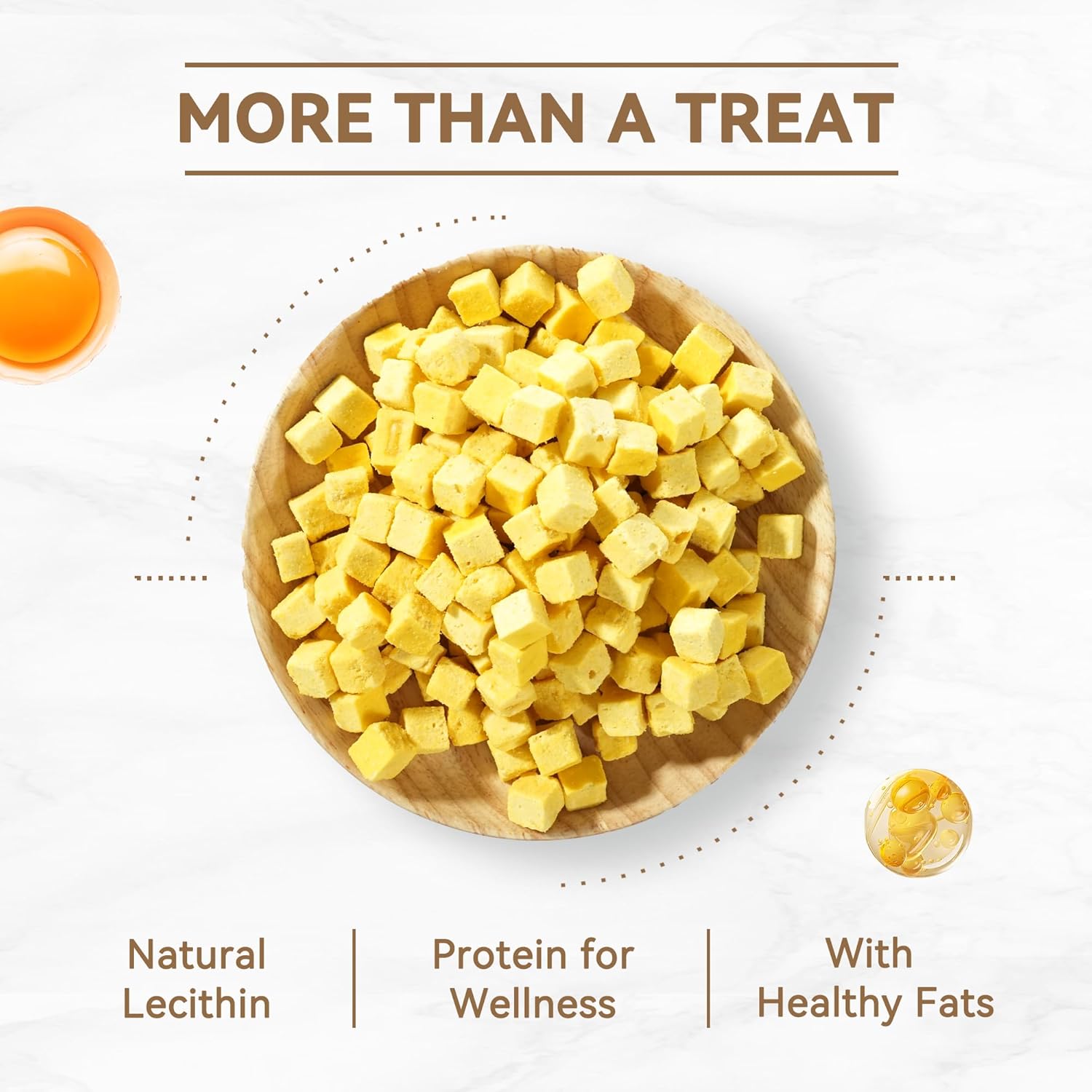 Freeze-Dried Cat Treats|Egg Yolk with Salmon Oil|Dual-Action Skin & Coat Support |Premium Food Toppers & Snacks for Cats, 3.5 oz