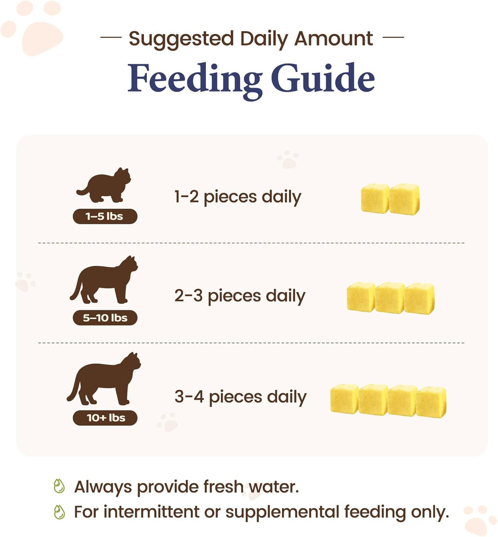 Freeze-Dried Cat Treats|Egg Yolk & Taurine for Cats Heart Vision Coat Overall Wellness|Healthy Food Toppers for Cats, 3.5 oz