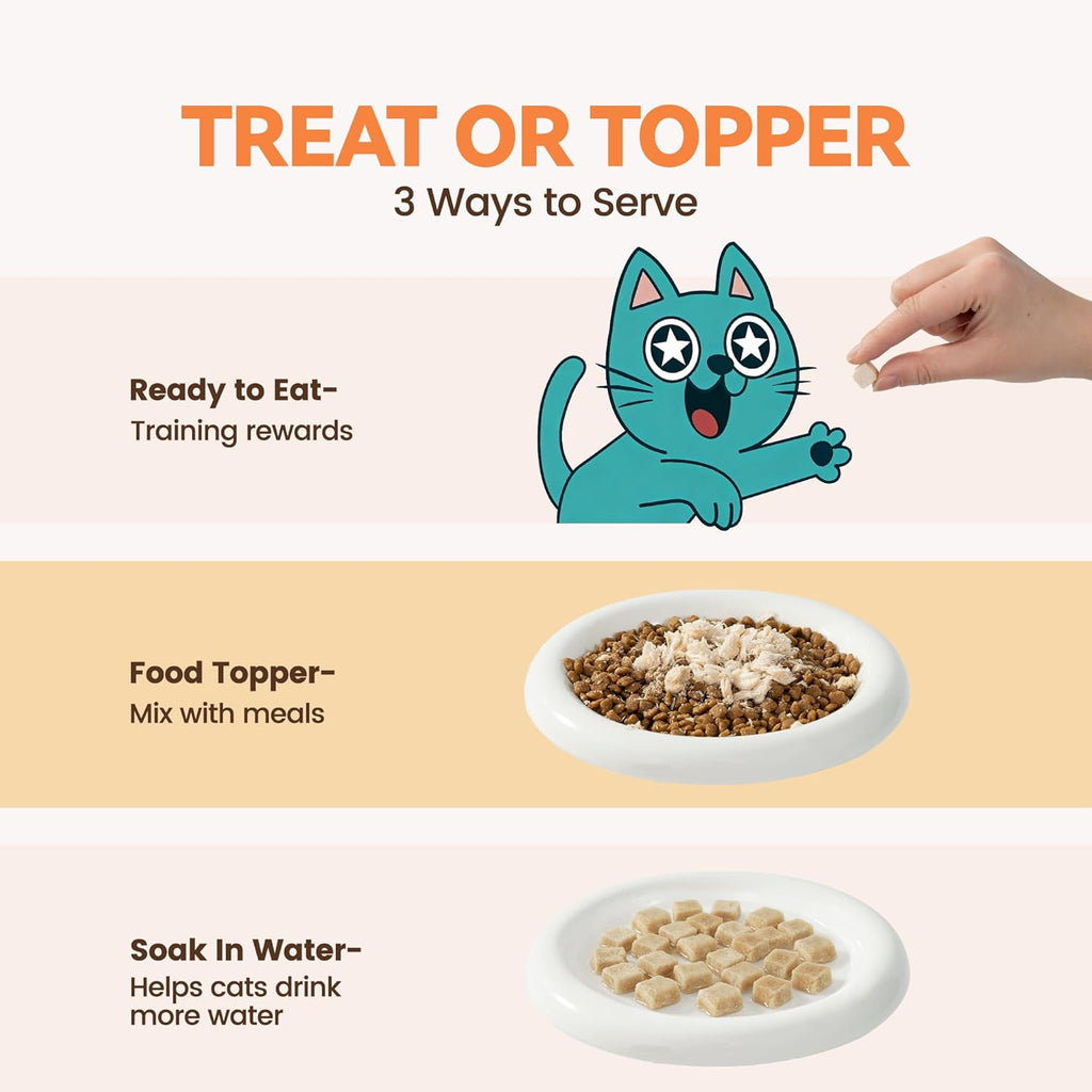 Freeze Dried Chicken Cat Treats, Single Ingredient Chicken Breast Cat Snacks, High Protein Grain-Free Food Topper for Picky Cats, 9 oz