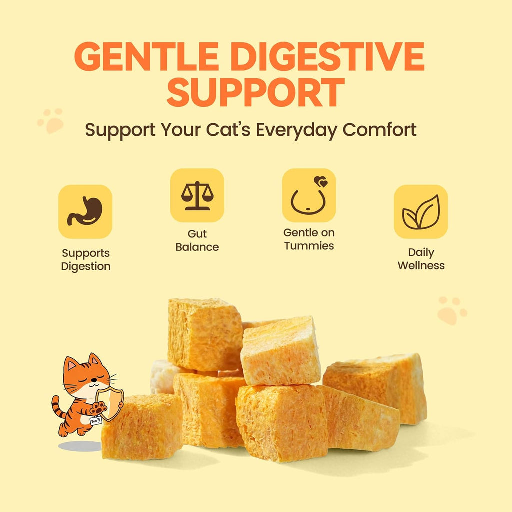 Freeze-Dried Pumpkin Cat Topper, 100% Pure Pumpkin, High Fiber for Digestion & Firm Stools, Low-Fat Single-Ingredient Treat for Indoor & Senior Cats, 2 oz