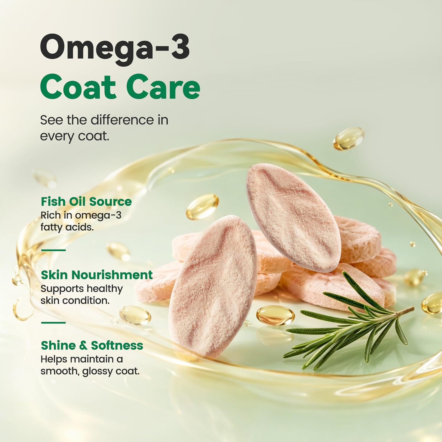 Freeze Dried Dental Cat Treats, Chicken First Crunchy Bites for Teeth Cleaning & Fresh Breath Support, Daily Oral Care Treats with FOS & Fish Oil for Cats
