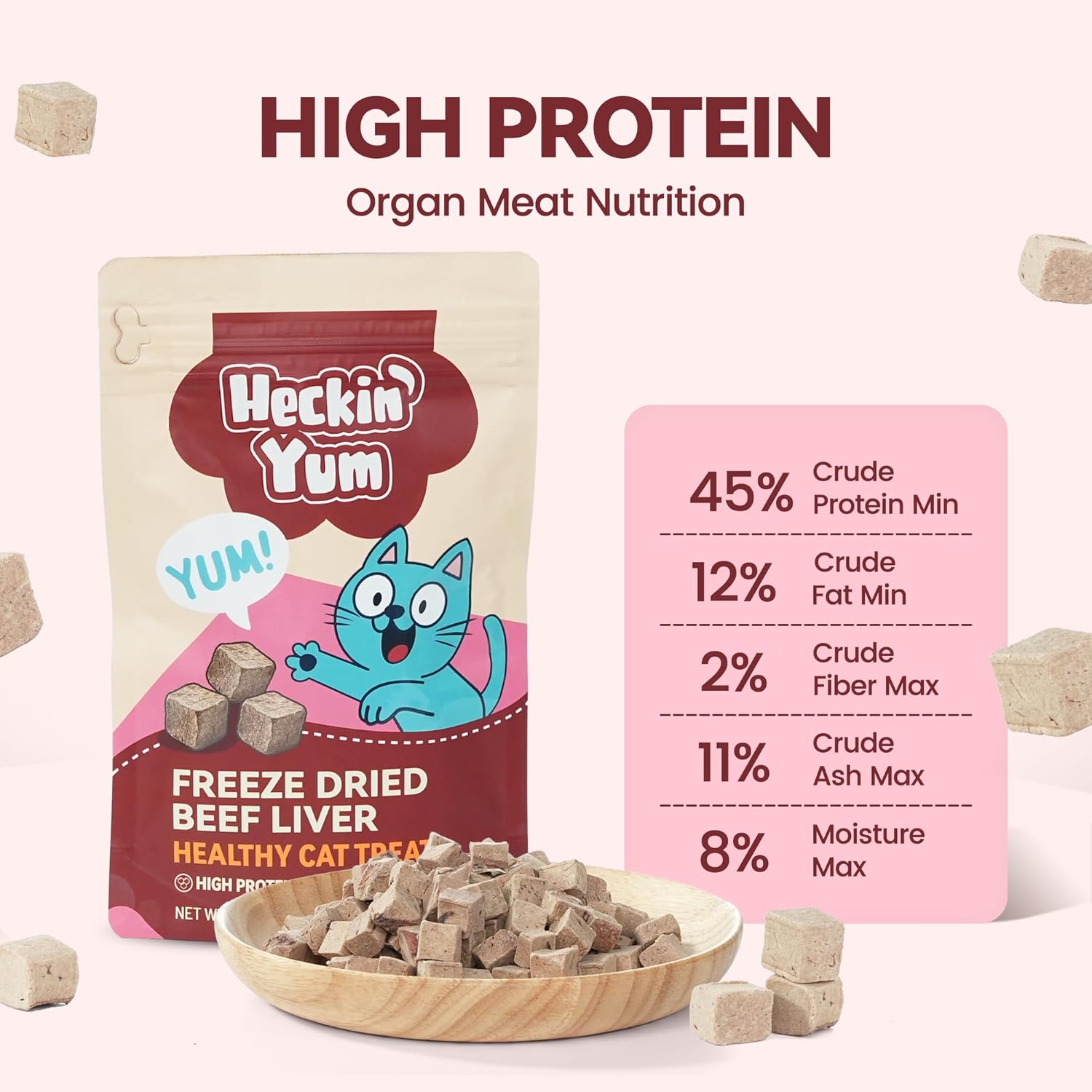 Freeze Dried Beef Liver Cat & Dog Treats, 100% Single Ingredient High Protein Bites, Grain-Free Training Rewards & Food Topper, 2 oz