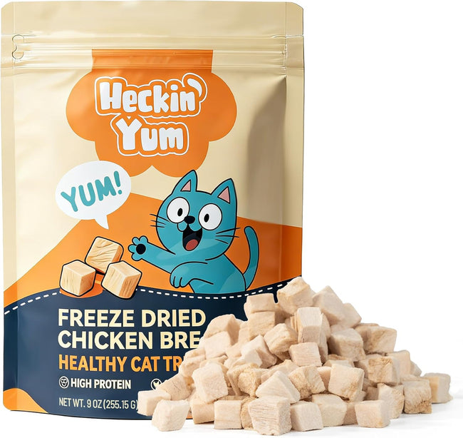 Freeze Dried Chicken Cat Treats, Single Ingredient Chicken Breast Cat Snacks, High Protein Grain-Free Food Topper for Picky Cats, 9 oz Hover Image