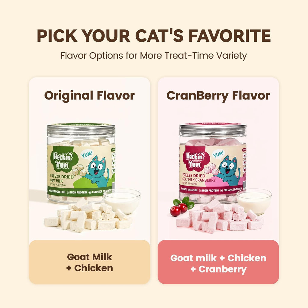 Freeze Dried Cat Treats with Goat Milk & Chicken, Gentle Goat Milk Cat Snacks & Food Topper for Sensitive Stomachs, Kittens, Adults & Seniors, 2.5 oz