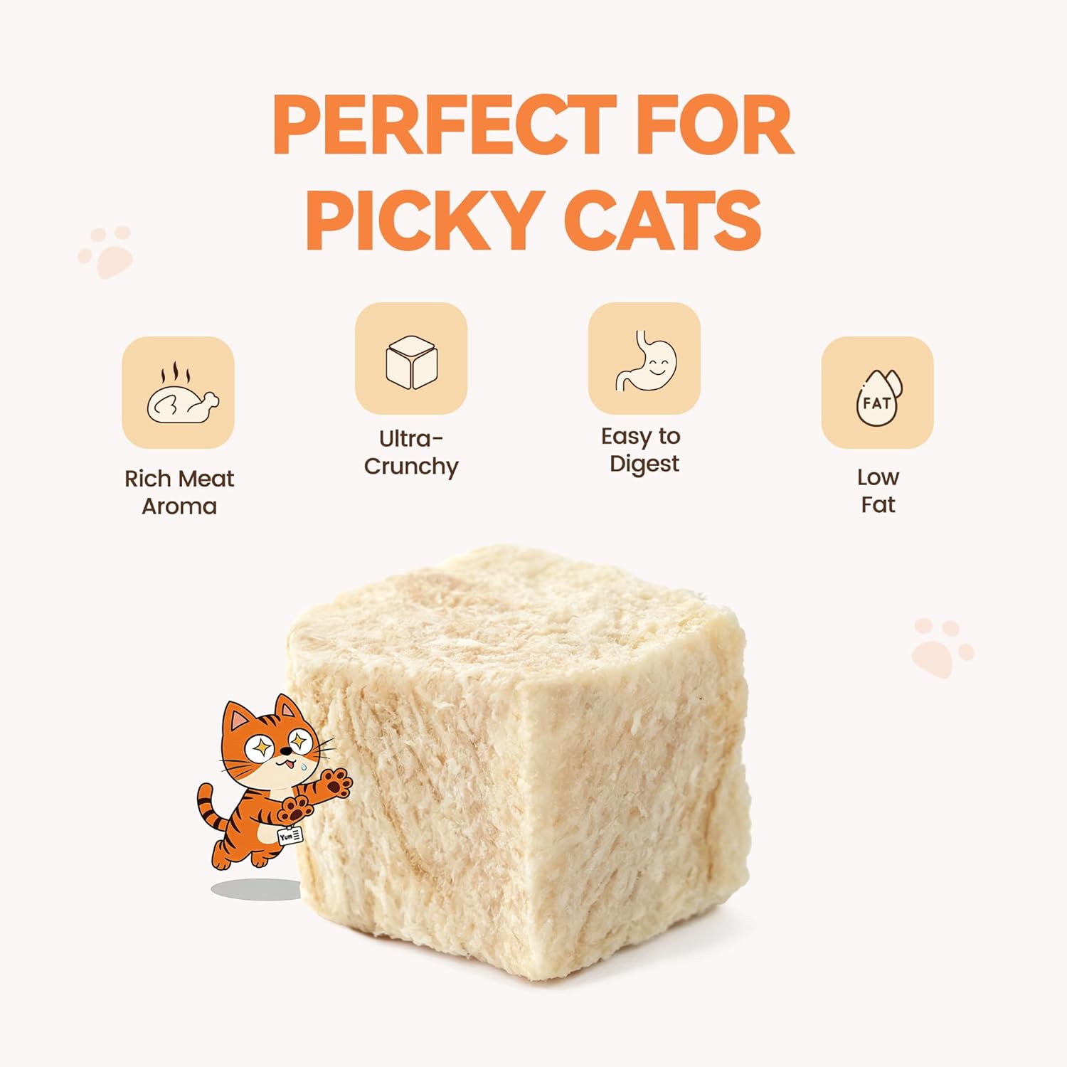 Freeze Dried Chicken Cat Treats, Single Ingredient Chicken Breast Cat Snacks, High Protein Grain-Free Food Topper for Picky Cats, 9 oz