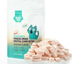 Freeze Dried Dental Cat Treats, Chicken First Crunchy Bites for Teeth Cleaning & Fresh Breath Support, Daily Oral Care Treats with FOS & Fish Oil for Cats