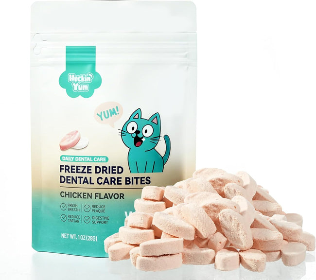 Freeze Dried Dental Cat Treats, Chicken First Crunchy Bites for Teeth Cleaning & Fresh Breath Support, Daily Oral Care Treats with FOS & Fish Oil for Cats Hover Image