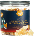 Soft Cat Treats, Chicken & Pollock Ultra-Thin Slices, Easy-Chew Snacks for Picky Cats, Kittens & Seniors, with Taurine, 3.2 oz