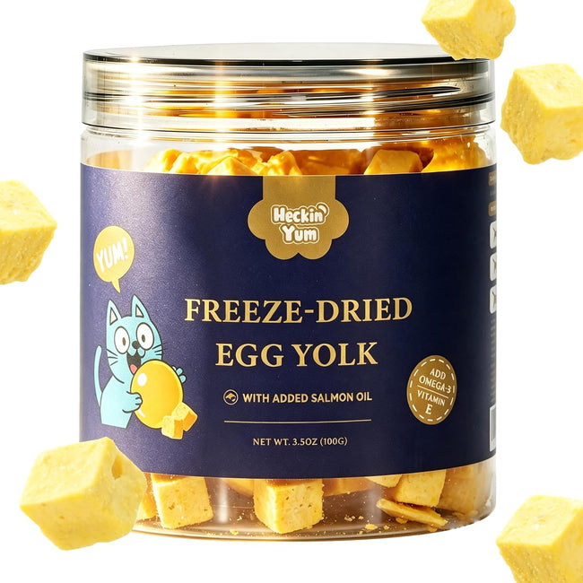 Freeze-Dried Cat Treats|Egg Yolk with Salmon Oil|Dual-Action Skin & Coat Support |Premium Food Toppers & Snacks for Cats, 3.5 oz Hover Image