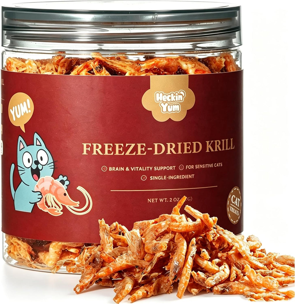 Freeze-Dried Antarctic Krill Kitten, Cat Treats|Brain, Vitality Support|Single Ingredient Premium Cat Food Toppers|Loved By Puppy - 2oz