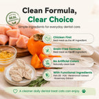 Freeze Dried Dental Cat Treats, Chicken First Crunchy Bites for Teeth Cleaning & Fresh Breath Support, Daily Oral Care Treats with FOS & Fish Oil for Cats