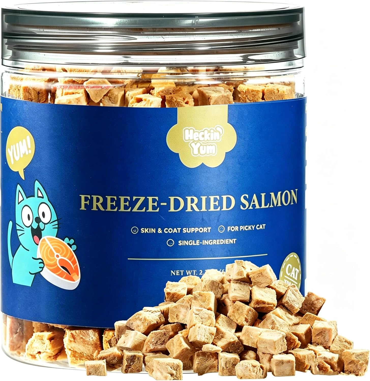 Freeze-Dried Salmon for Cats & Dogs|Skin & Coat Support Treats|Single Ingredient|Premium Belly-Cut Naturally Rich in Omega-3 Fatty Acids - 2.3oz