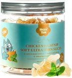 Chicken & Catnip Soft Cat Treats for Picky Cats, Ultra-Thin Easy-Chew Slices, Breakable No-Mess Cat Training & Playtime Rewards, 3.2 oz