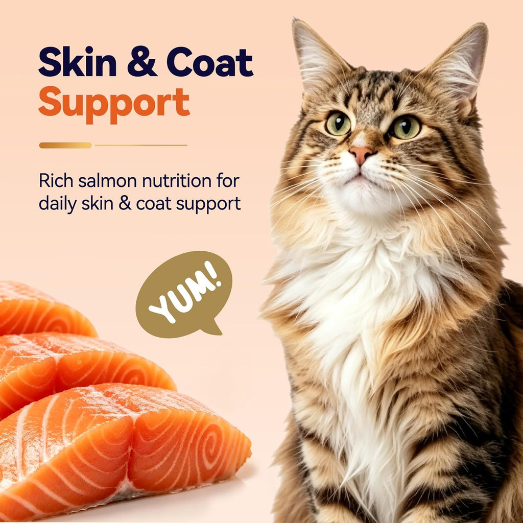 Freeze-Dried Salmon for Cats & Dogs|Skin & Coat Support Treats|Single Ingredient|Premium Belly-Cut Naturally Rich in Omega-3 Fatty Acids - 2.3oz