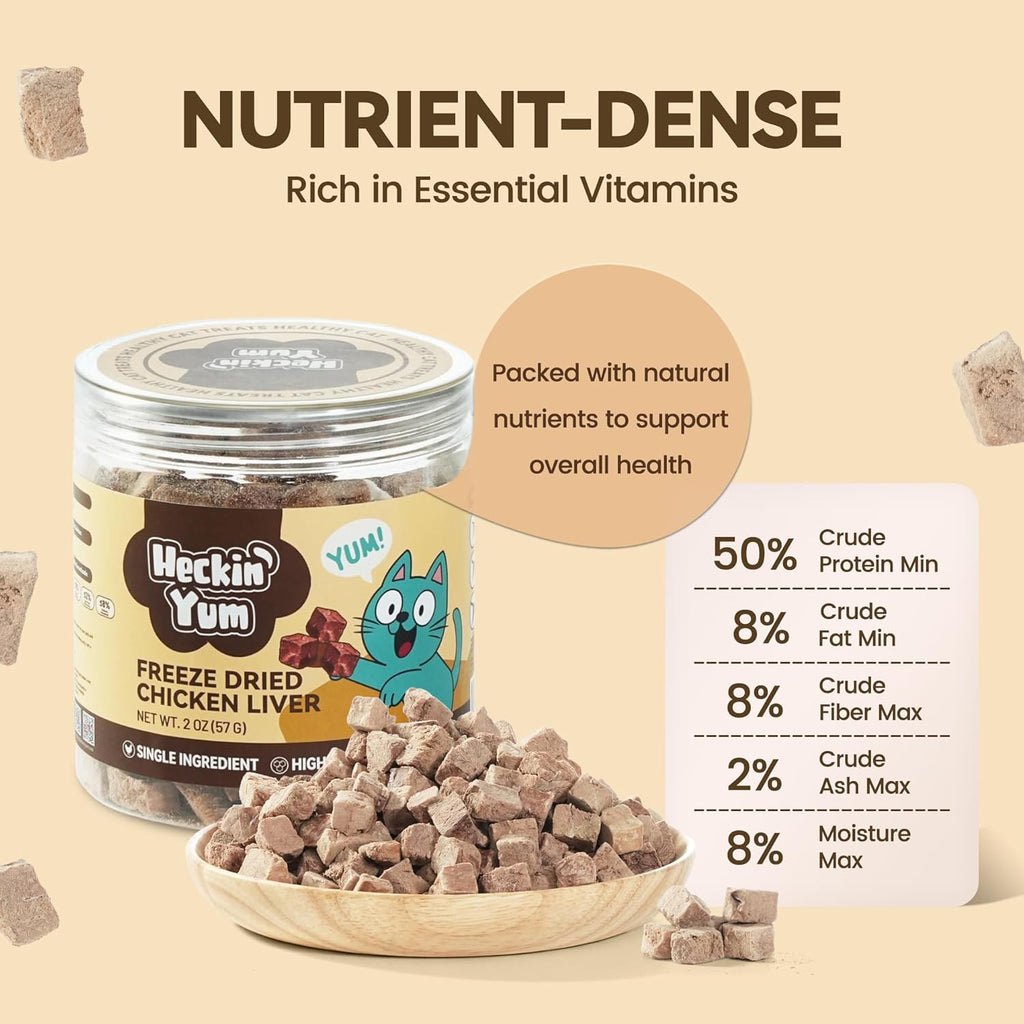 Freeze-Dried Chicken Liver Dog|Cat Treats|Single Ingredient|High Protein Healthy Pet Food Toppers|Training Snacks,2oz